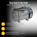 SD7H15 A/C Compressor 4709 Fits for ford New Holland FW20 TW5 TW15 TW25 TW35 7710 7740 7810 7910 8000 8210 8530 8630 8700 8730 8830 9030 9710 - Fab Heavy Parts