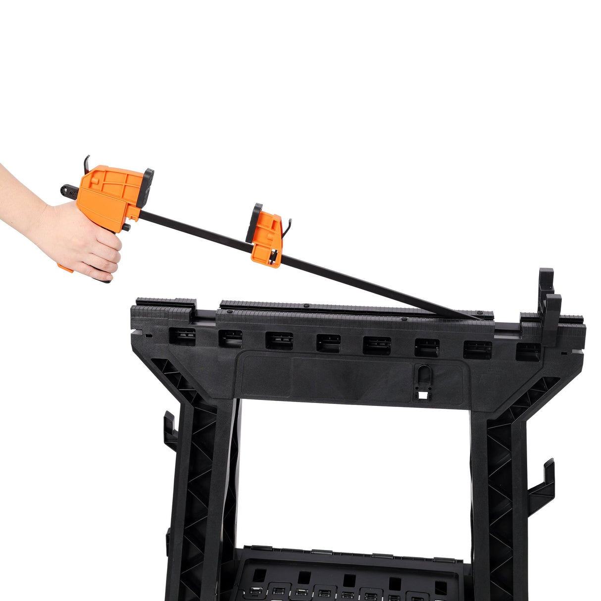 Set of 2 Folding Clamping Sawhorse Heavy Duty Clamping Sawhorse 2200 LBS Load Capacity - Fab Heavy Parts