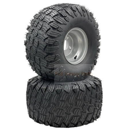 Set of 2 - Silver Tire 20x10.00 - 8 Reaper Turf Wheel Assembly - Fab Heavy Parts