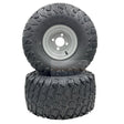 Set of 2 Silver Tire 20x10.00 - 8 Reaper Turf Wheel Assembly - Fab Heavy Parts