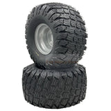 Set of 2 Silver Tire 20x10.00 - 8 Reaper Turf Wheel Assembly - Fab Heavy Parts