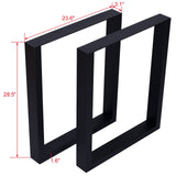 Set of 2 Square Table Legs 28"X24" Wide Metal Table Legs Heavy Duty Steel - Fab Heavy Parts