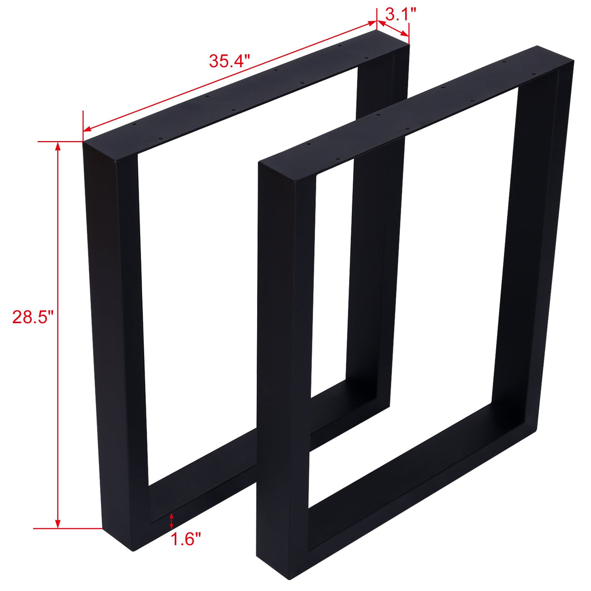Set of 2 Square Table Legs 28"X35" Wide Metal Table Legs Heavy Duty Steel - Fab Heavy Parts