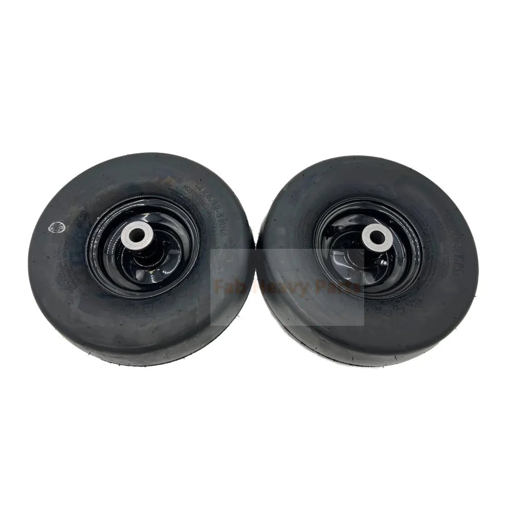 Set of 2 - Tire 12x6.00 - 5 2 Ply Smooth Tire & Wheel Assembly - Fab Heavy Parts