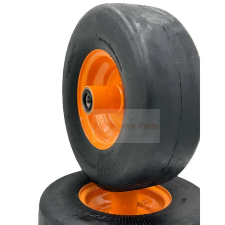 Set of 2 - Tire 13x5.00 - 6 Smooth Flat Free Lawn Mower Wheel Assembly - Fab Heavy Parts