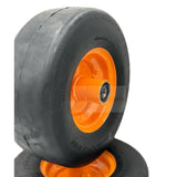 Set of 2 Tire 13x5.00 - 6 Smooth Flat Free Lawn Mower Wheel Assembly - Fab Heavy Parts