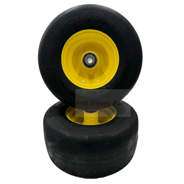 Set of 2 Tire 13x6.50 - 6 Flat Free 5/8 Axle Wheel Replaces TCA19309 - Fab Heavy Parts