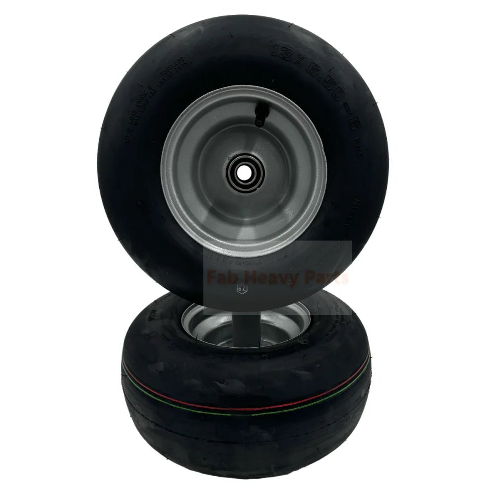 Set of 2 - Tire 13x6.50 - 6 Wheels Compatible with Hustler Part 604717 - Fab Heavy Parts