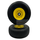 Set of 2 - Tire 15x6.00 - 6 Flat Free Rib Wheel Assembly (3/4 Axle, 7 Inch Hub) - Fab Heavy Parts