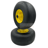 Set of 2 Tire 15x6.00 - 6 Flat Free Rib Wheel Assembly 3/4 Axle 7 Inch Hub - Fab Heavy Parts