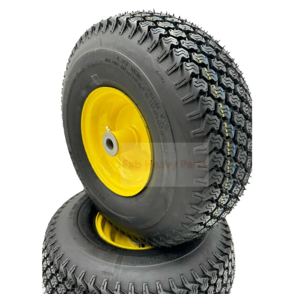 Set of 2 - Tire 15x6.00 - 6 Lawn Mower Tire and Rim - 3/4 Inch Axle - Super Turf - Fab Heavy Parts