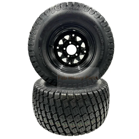 Set of 2 Tire 24x12.00 - 12 4 Ply Turf Tech Tire & Wheel Assembly - Fab Heavy Parts