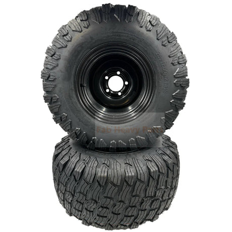 Set of 2 - Tire 26x12.00 - 12 4 Ply Reaper Turf Wheel Assembly - Fab Heavy Parts