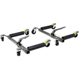 Set of 2 Wheel Dolly Car Skates Positioning Hydraulic Tire Jack Ratcheting Foot Pedal Lift 1,250lbs Capacity - Fab Heavy Parts