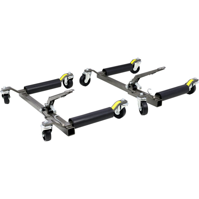 Set of 2 Wheel Dolly Car Skates Positioning Hydraulic Tire Jack Ratcheting Foot Pedal Lift 1,250lbs Capacity - Fab Heavy Parts