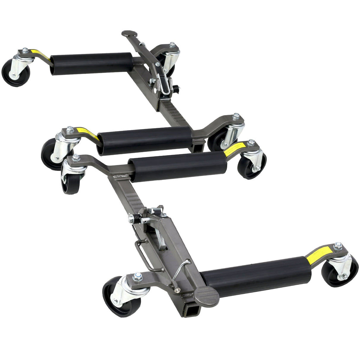 Set of 2 Wheel Dolly Car Skates Positioning Hydraulic Tire Jack Ratcheting Foot Pedal Lift 1,250lbs Capacity - Fab Heavy Parts
