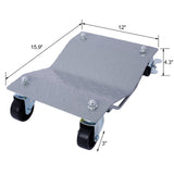 Set of 4 Heavy Duty 4 Tire Wheel Dolly Car Stakes 6000lbs Capacity - Gray Steel - Fab Heavy Parts
