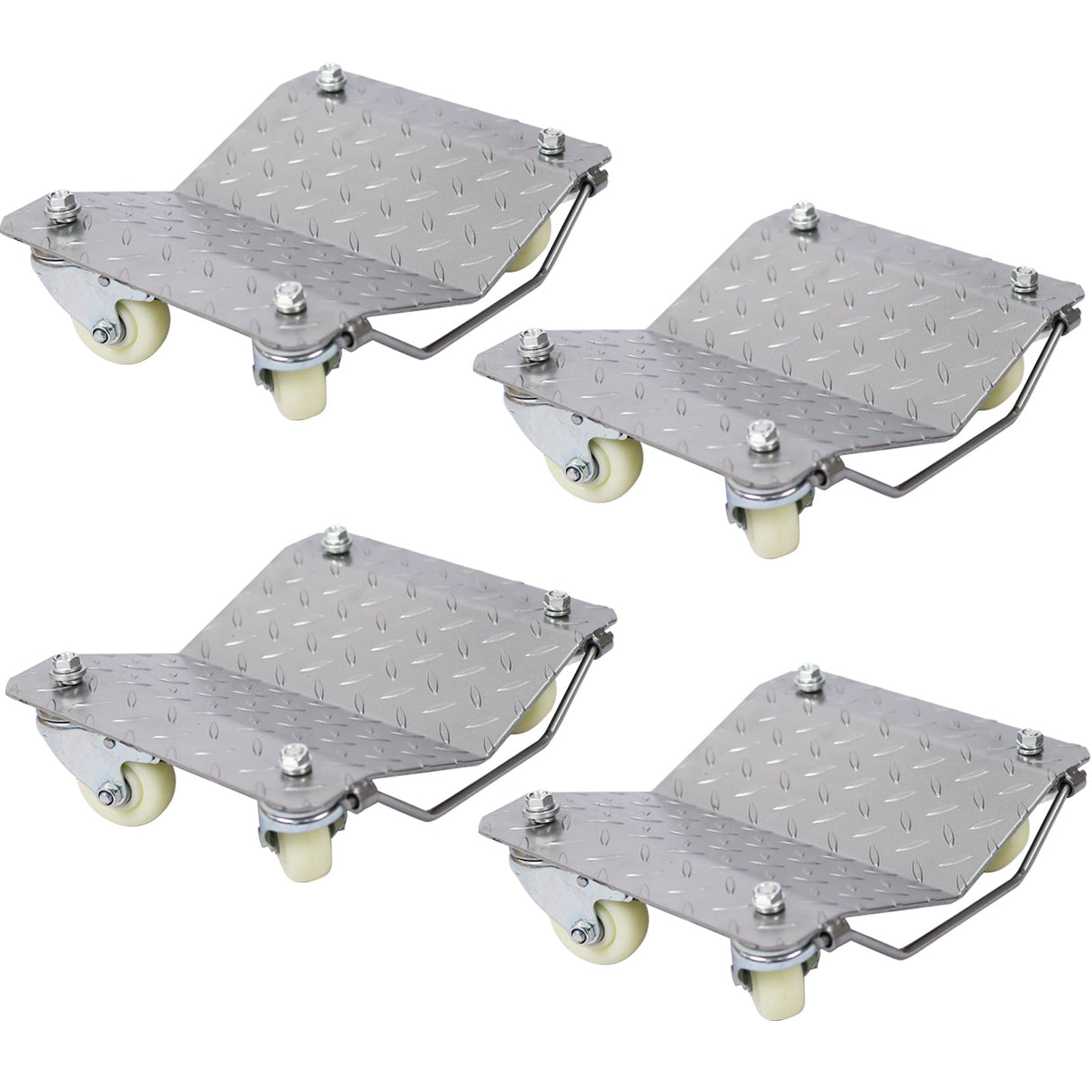Set of 4 Heavy Duty 4 Tire Wheel Dolly Car Stakes 6000lbs Capacity - Gray - Fab Heavy Parts