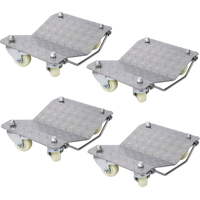 Set of 4 Heavy Duty 4 Tire Wheel Dolly Car Stakes 6000lbs Capacity - Gray - Fab Heavy Parts