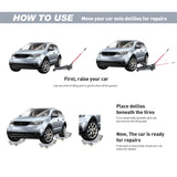 Set of 4 Heavy Duty 4 Tire Wheel Dolly Car Stakes 6000lbs Capacity - Gray - Fab Heavy Parts