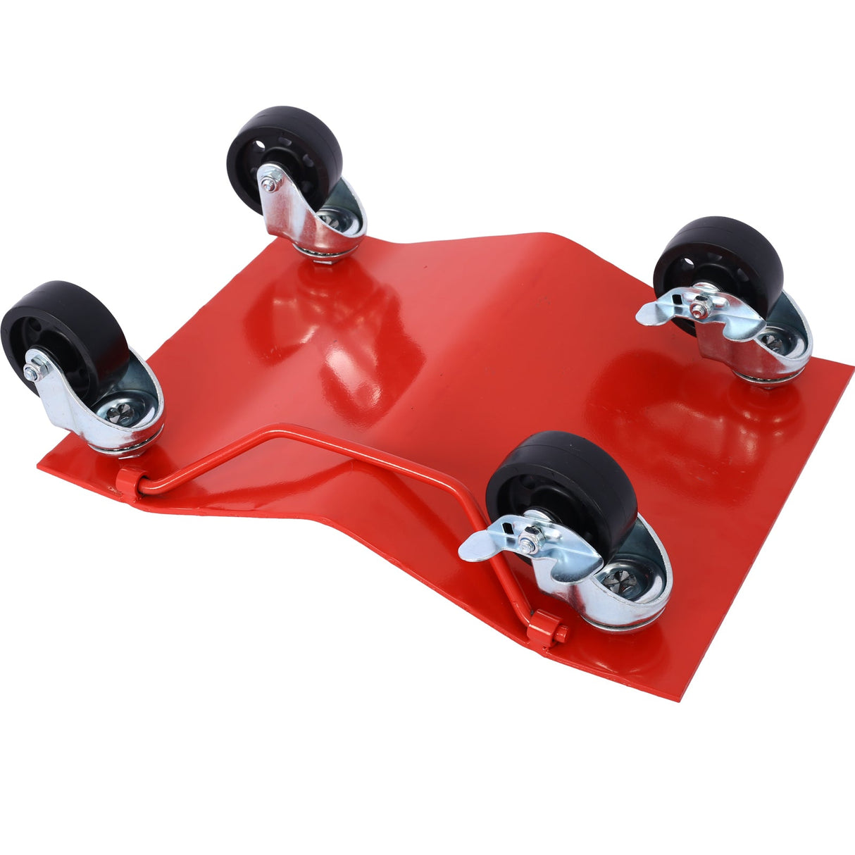 Set of 4 Heavy Duty 4 Tire Wheel Dolly Car Stakes 6000lbs Capacity - Red - Fab Heavy Parts