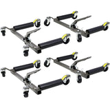 Set of 4 Wheel Dolly Car Skates Vehicle Positioning Hydraulic Tire Jack Ratcheting Foot Pedal Lift Hydraulic Car Wheel Dolly 1250lbs - Black - Fab Heavy Parts