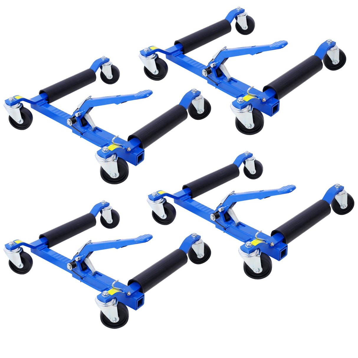 Set of 4 Wheel Dolly Car Skates Vehicle Positioning Hydraulic Tire Jack Ratcheting Foot Pedal Lift Hydraulic Car Wheel Dolly 1250lbs - Blue - Fab Heavy Parts
