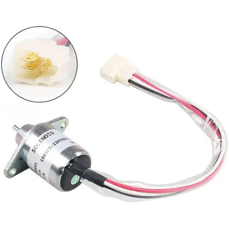 12V Stop Solenoid M807176 for Yanmar Engine 2V78C Fits for John Deere Tractor 355D GX355 Front Mower F735