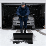 Snow Shovel Pusher with Wheels Cushioned Adjustable Angle Handle Removal Tool 29" Blade 10" Wheels Black - Fab Heavy Parts
