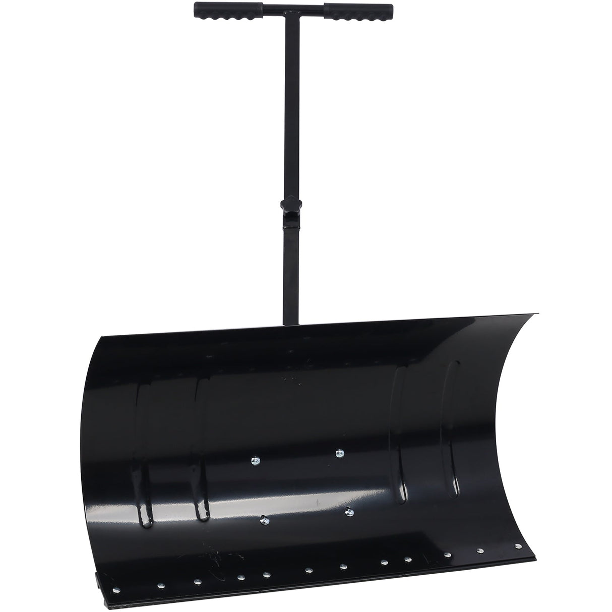 Snow Shovel Pusher with Wheels Cushioned Adjustable Angle Handle Removal Tool 29" Blade 10" Wheels Black - Fab Heavy Parts