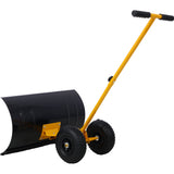 Snow Shovel with Wheels Cushioned Adjustable Angle Handle 29" Blade 10" Wheels - Yellow - Fab Heavy Parts