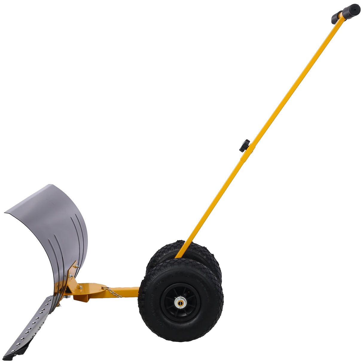 Snow Shovel with Wheels Cushioned Adjustable Angle Handle 29" Blade 10" Wheels - Yellow - Fab Heavy Parts