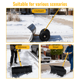 Snow Shovel with Wheels Cushioned Adjustable Angle Handle 29" Blade 10" Wheels - Yellow - Fab Heavy Parts