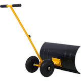 Snow Shovel with Wheels Cushioned Adjustable Angle Handle 29" Blade 10" Wheels - Yellow - Fab Heavy Parts