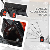 Snow Shovel with Wheels Pusher Cushioned Adjustable Angle Handle Removal Tool 29" Blade 10" Wheels - Black - Fab Heavy Parts
