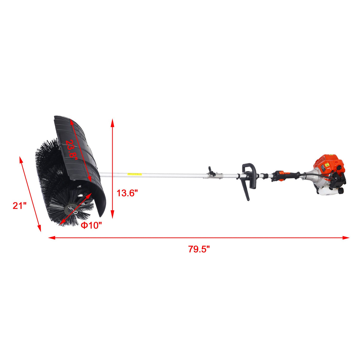 Snow Sweeper Gasoline Powered Broom Sweeper 52CC 2 Stroke Brush 21x10" EPA - Fab Heavy Parts
