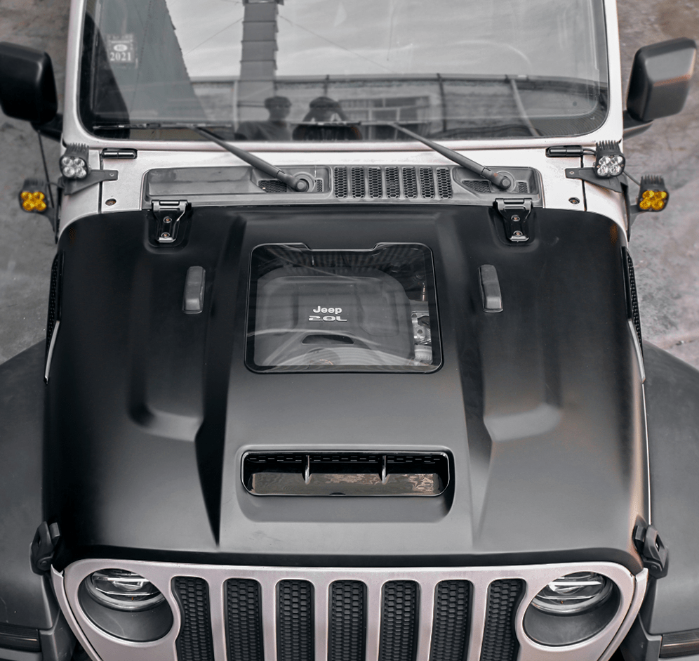 Space - Capsule Style Hood/Heat Dispersion Hood Fits for 2018 - 2023 Jeep Wrangler JL JLU & 2020 - 2023 Gladiator JT (Not for Mojave&392 Model) - Fab Heavy Parts