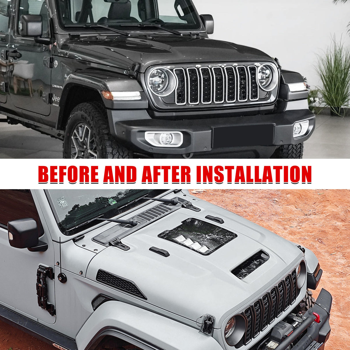 Space - Capsule Style Hood/Heat Dispersion Hood Fits for 2018 - 2023 Jeep Wrangler JL JLU & 2020 - 2023 Gladiator JT (Not for Mojave&392 Model) - Fab Heavy Parts