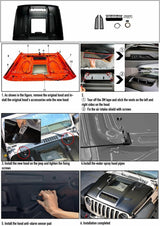 Space - Capsule Style Hood/Heat Dispersion Hood Fits for 2018 - 2023 Jeep Wrangler JL JLU & 2020 - 2023 Gladiator JT (Not for Mojave&392 Model) - Fab Heavy Parts