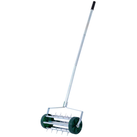 Spike Lawn Aerator Heavy Duty Rotary Push with Steel Handle - Green - Fab Heavy Parts