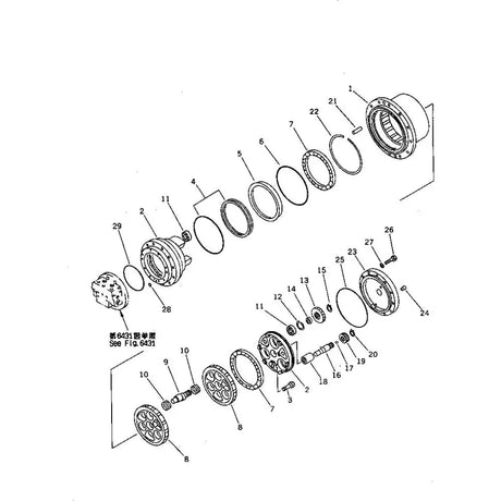 Spindle Cover Kit TZ202B1132-01 for Komatsu PC60-6 PC70-6 Travel Motor - Fab Heavy Parts