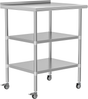 Stainless Steel Table 24 x 30 Inches Metal Work Table with 2 Adjustable Undershelves & Backsplash Wheels - Fab Heavy Parts