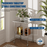 Stainless Steel Table 24 x 30 Inches Metal Work Table with Wheels Backsplash & Adjustable Undershelf - Fab Heavy Parts