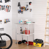 Stainless Steel Table 24 x 30 Inches Metal Work Table with Wheels Backsplash & Adjustable Undershelf - Fab Heavy Parts