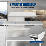 Stainless Steel Table 24 x 30 Inches Metal Work Table with Wheels Backsplash & Adjustable Undershelf - Fab Heavy Parts