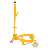 Steel Drum Dolly 55 Gallon Capacity Oil Barrel Mover with PU Wheels - Low Profile Yellow Caddy - Fab Heavy Parts
