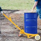 Steel Drum Dolly 55 Gallon Capacity Oil Barrel Mover with PU Wheels - Low Profile Yellow Caddy - Fab Heavy Parts