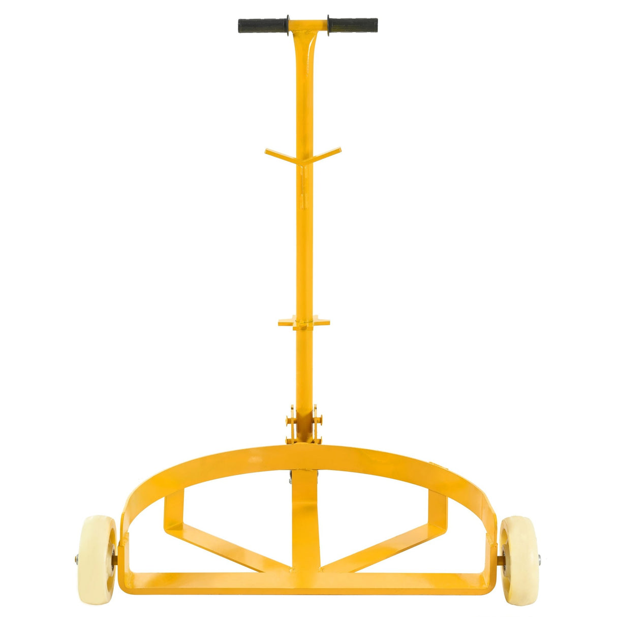 Steel Drum Dolly 55 Gallon Capacity Oil Barrel Mover with PU Wheels - Low Profile Yellow Caddy - Fab Heavy Parts