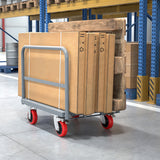 Steel Panel Truck Heavy Duty Drywall Lumber Cart Platform Flat 2000lbs 6" Swivel Brake Casters with 1 Front and 2 Side Handrails 36''x24'' - Grey - Fab Heavy Parts