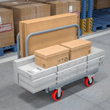 Steel Panel Truck Heavy Duty Drywall Lumber Cart Platform Flat 2000lbs 6" Swivel Brake Casters with 1 Front and 2 Side Handrails 36''x24'' - Grey - Fab Heavy Parts